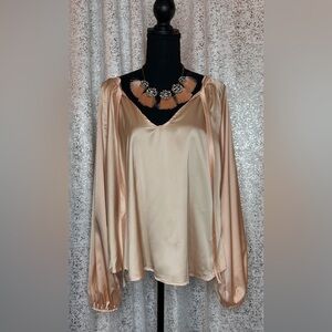 NWOT Satin boho peach blouse